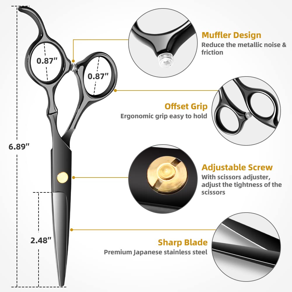 Professional Hairdressing Scissors Stainless Steel Barber Hair Cutting Scissors Straight Scissors Salon Tools for Mother Father Friends' Gifts(BLACK-01)