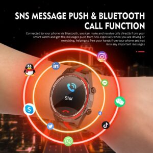 Smart Watch for Men, 1.6-inch Extra Large Screen 60 Days Standby Round Touch IP67 Waterproof Watch with Heart Rate Sleep Monitor Bluetooth Call Message Sports for Android iOS (Red)