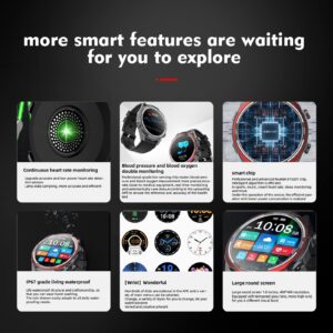 Smart Watch for Men, 1.6-inch Extra Large Screen 60 Days Standby Round Touch IP67 Waterproof Watch with Heart Rate Sleep Monitor Bluetooth Call Message Sports for Android iOS (Red)