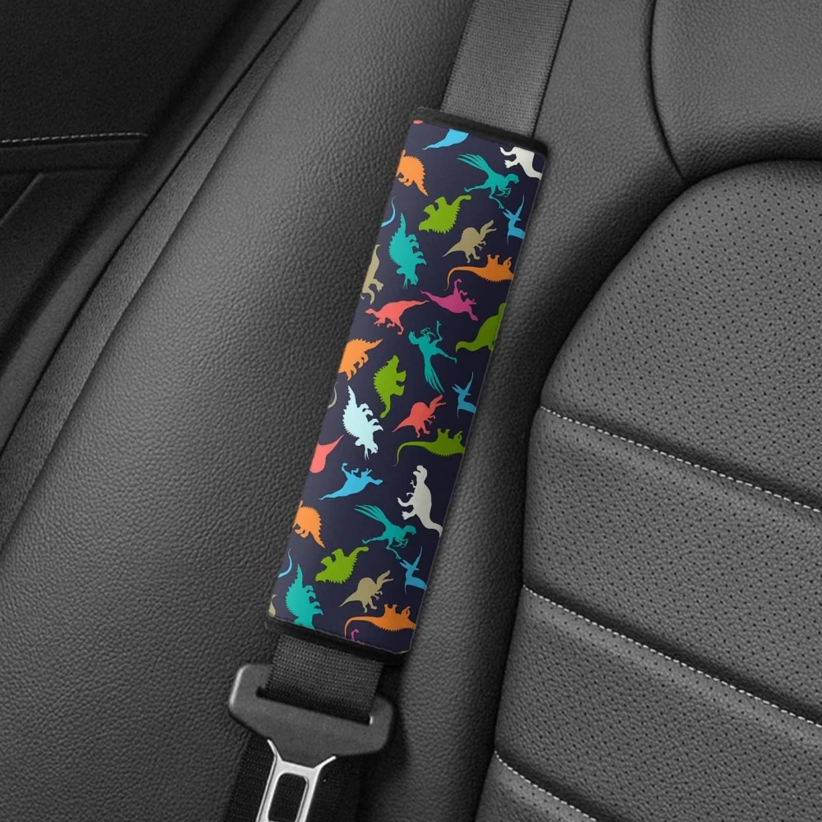 AFPANQZ Funny Cartoon Dinosaur Car Seat Belt Pads Covers for Baby Kids Toddler Comfortable Seat Belt Shoulder Pads Soft Comfy Seat Cushion Shoulder Straps Cushion for Backpack Bag