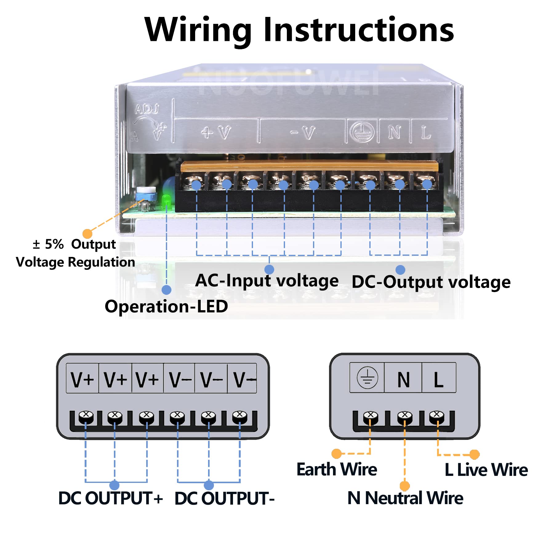 DC 36V 16.6A 600W DC Switching Power Supply Adapter 110V AC to 36V DC Converter Power Supply Transformer SMPS for 36Volt Winch Car Jack LCD Monitor CCTV Car Stereo and More 36V Device