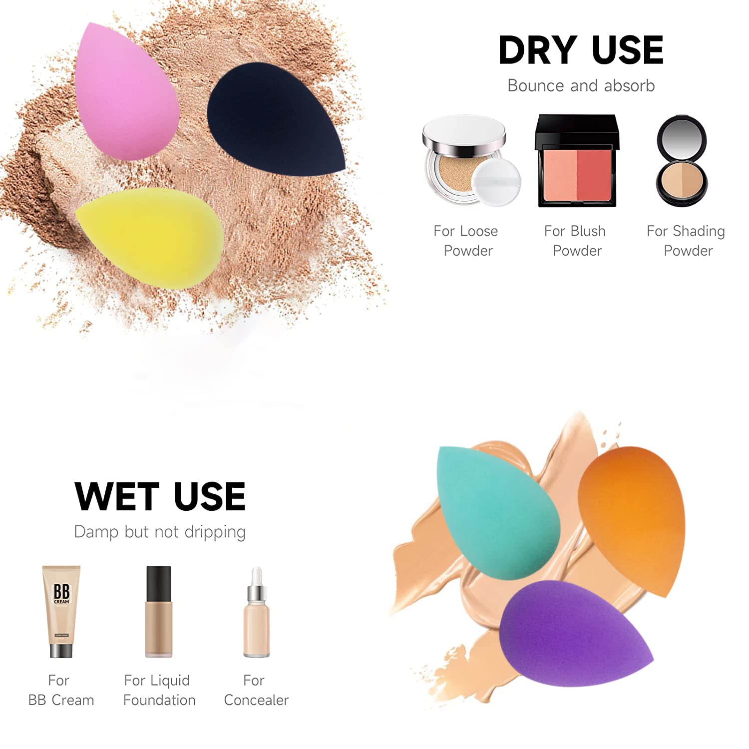 GFOUNS small mini beauty blender bulk makeup sponge for face : 30 pcs mulit-colored makeup sponges for foundation,blending (30 pcs)