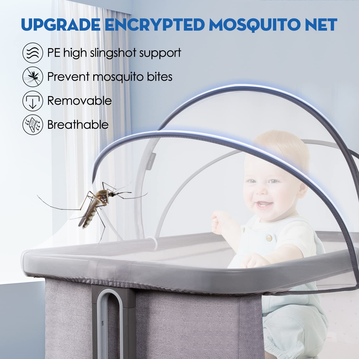 Beberoad Love Mosquito Net 2 Pack Stroller Mosquito Net & Bassinet Mosquito Net (White)