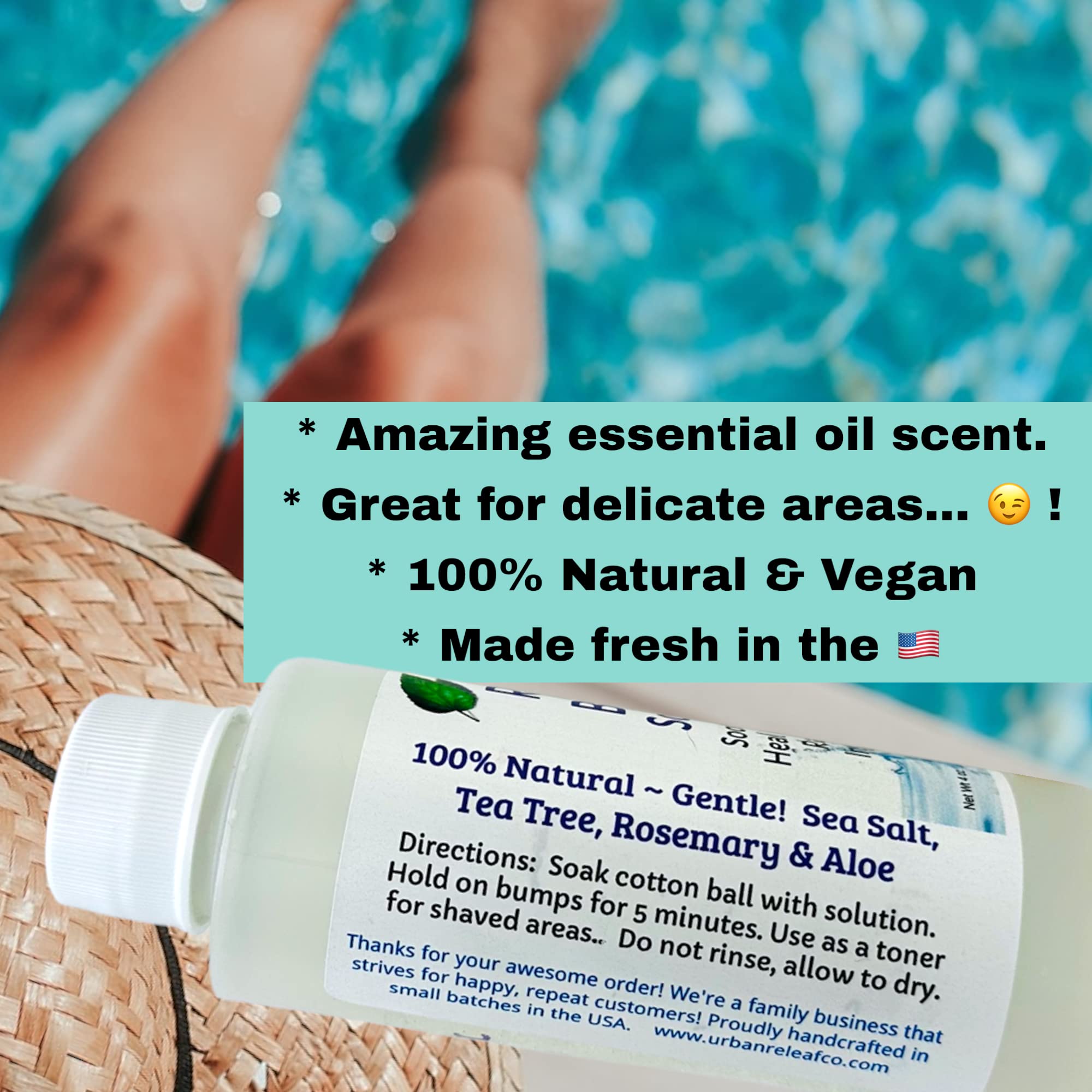 Urban ReLeaf Razor Bump Solution ! Natural Sea Salt and Tea Tree. Soothe & Gently Calm Shaving Bumps, Burns & Ingrown Hairs. Made fresh in USA! Helps Irritation.