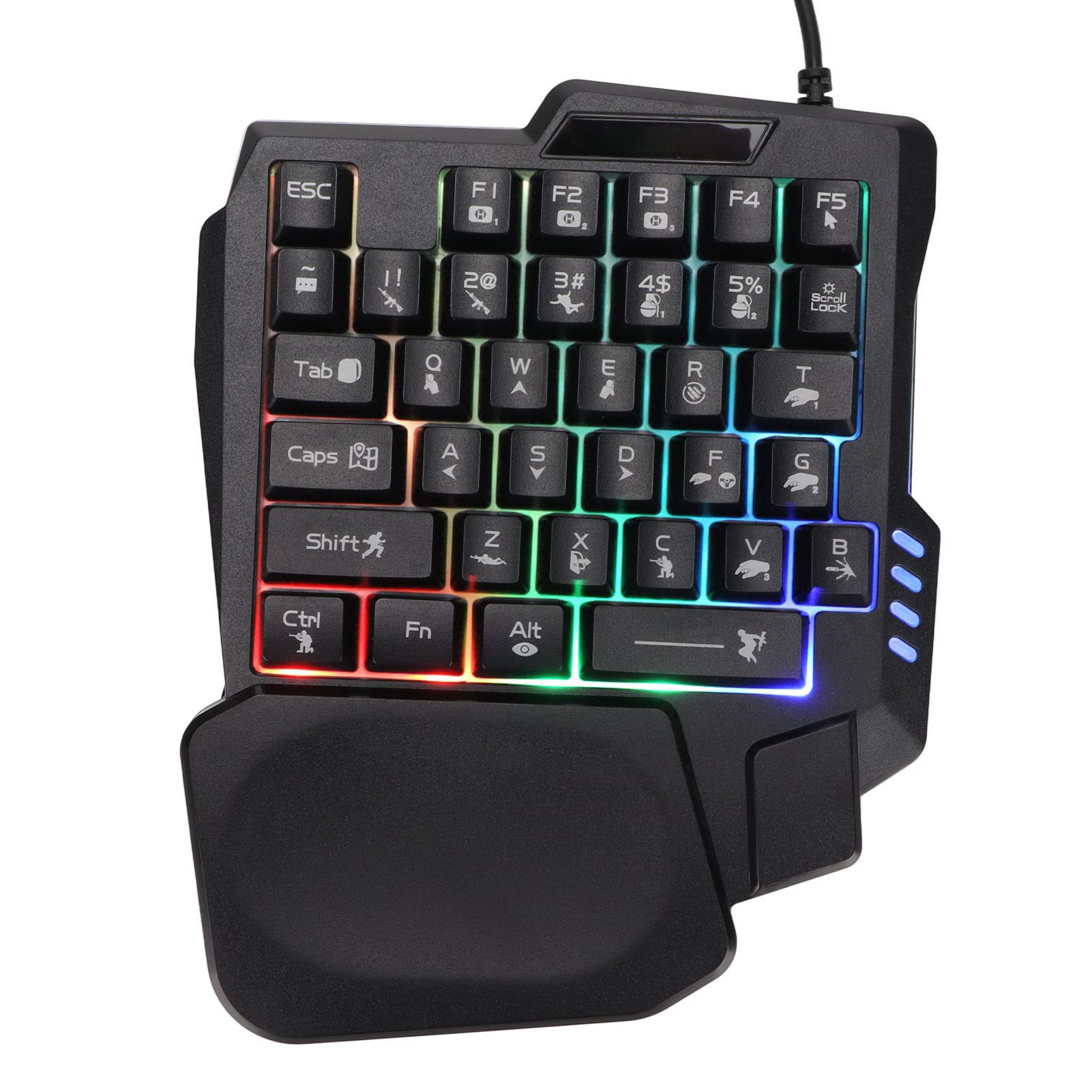 Single Handed Mechanical Gaming Keyboard, Three Color Backlight, 35 Keys Waterproof Keyboard, Ergonomic Design Rubber Non Slip Feet, Plug and Play, Suitable for Computer Mobile Games