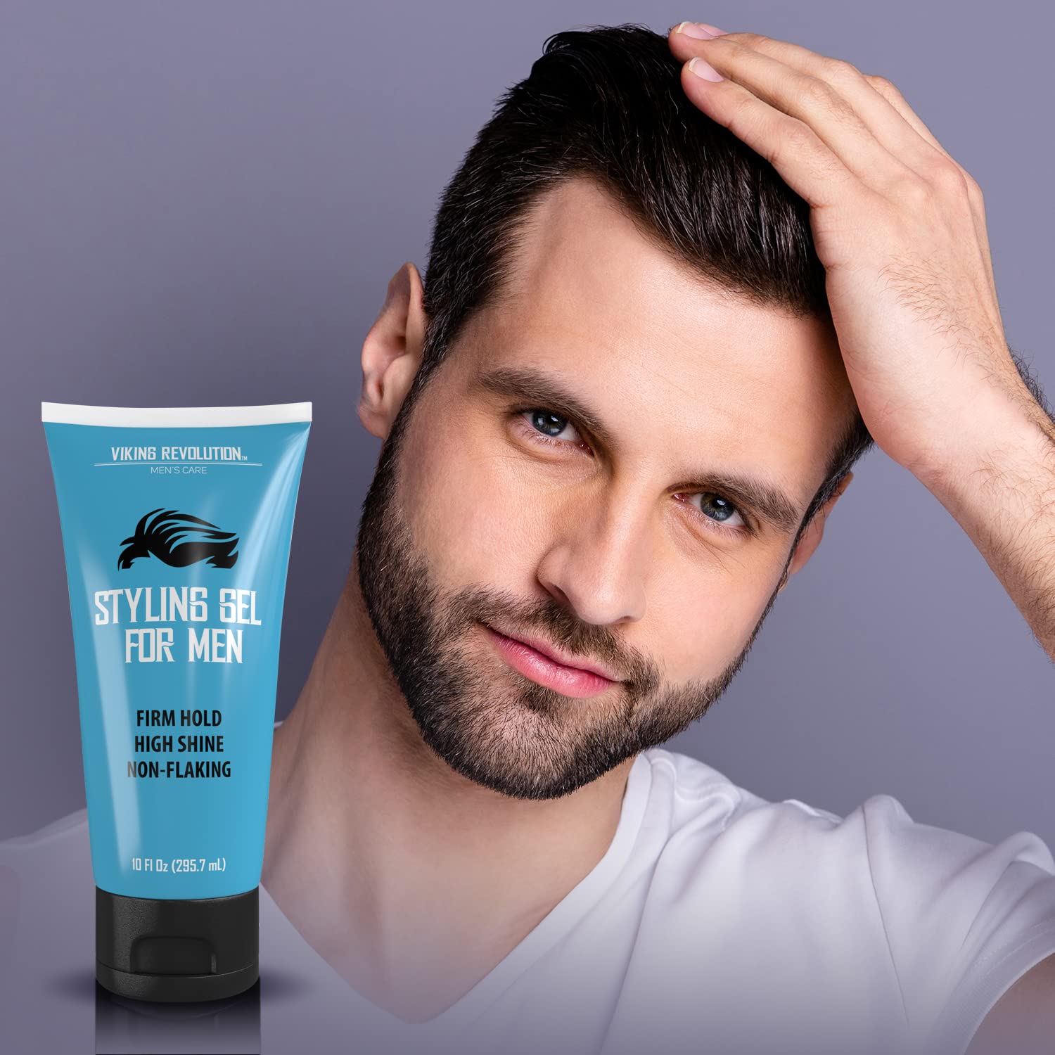 Hair Gel for Men Strong Hold - Mens Hair Gel Extra Strength - Styling Gel for Hair Clear Hair Gel - Firm Hold Gel Hair High Shine Non-Flaking Curly Hair Gel (10oz)