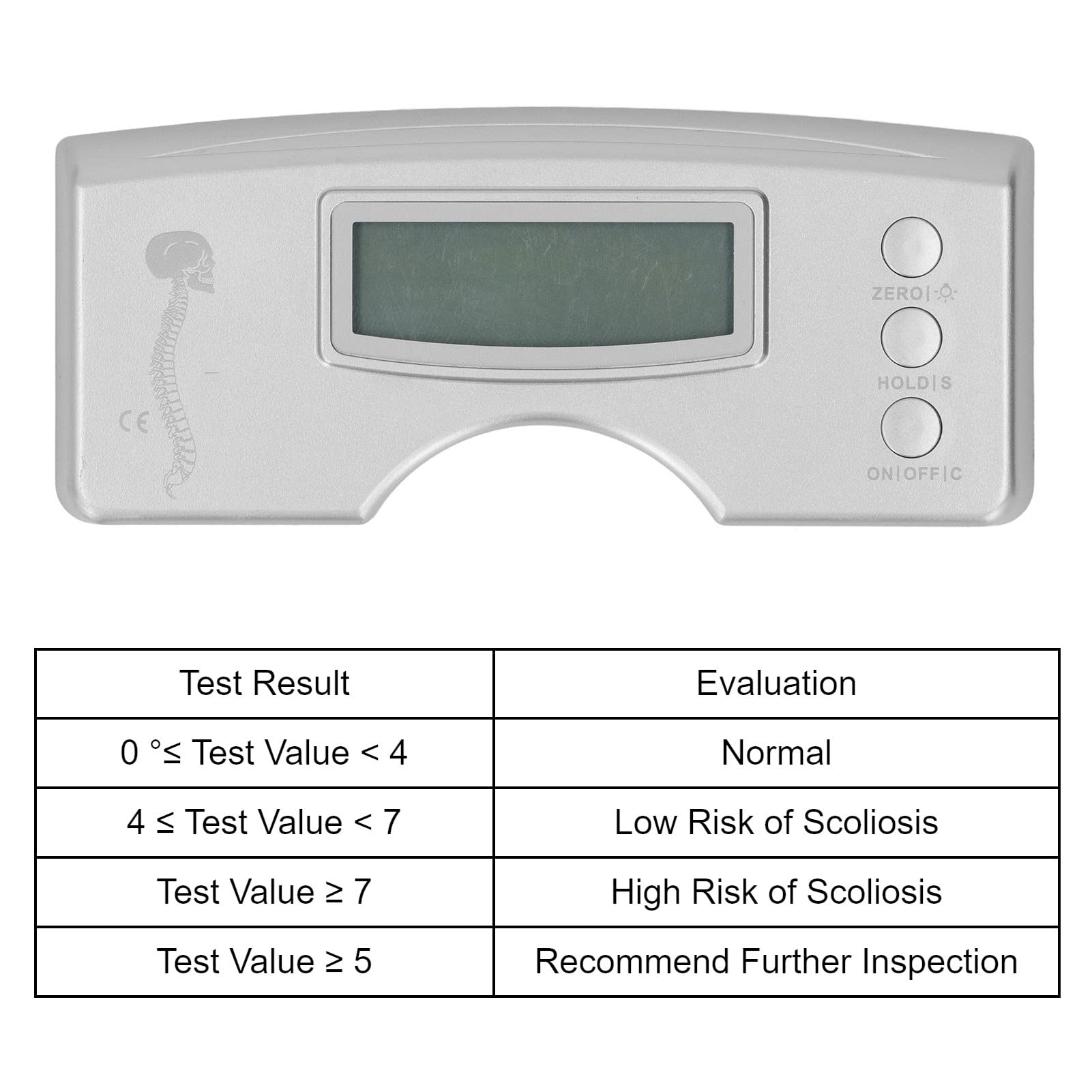 Kadimendium Scoliosis Meter Compact Size Lightweight ABS Housing High Accuracy 0 to 30 Degree Digital Scoliometer with Storage Bag for Hospital