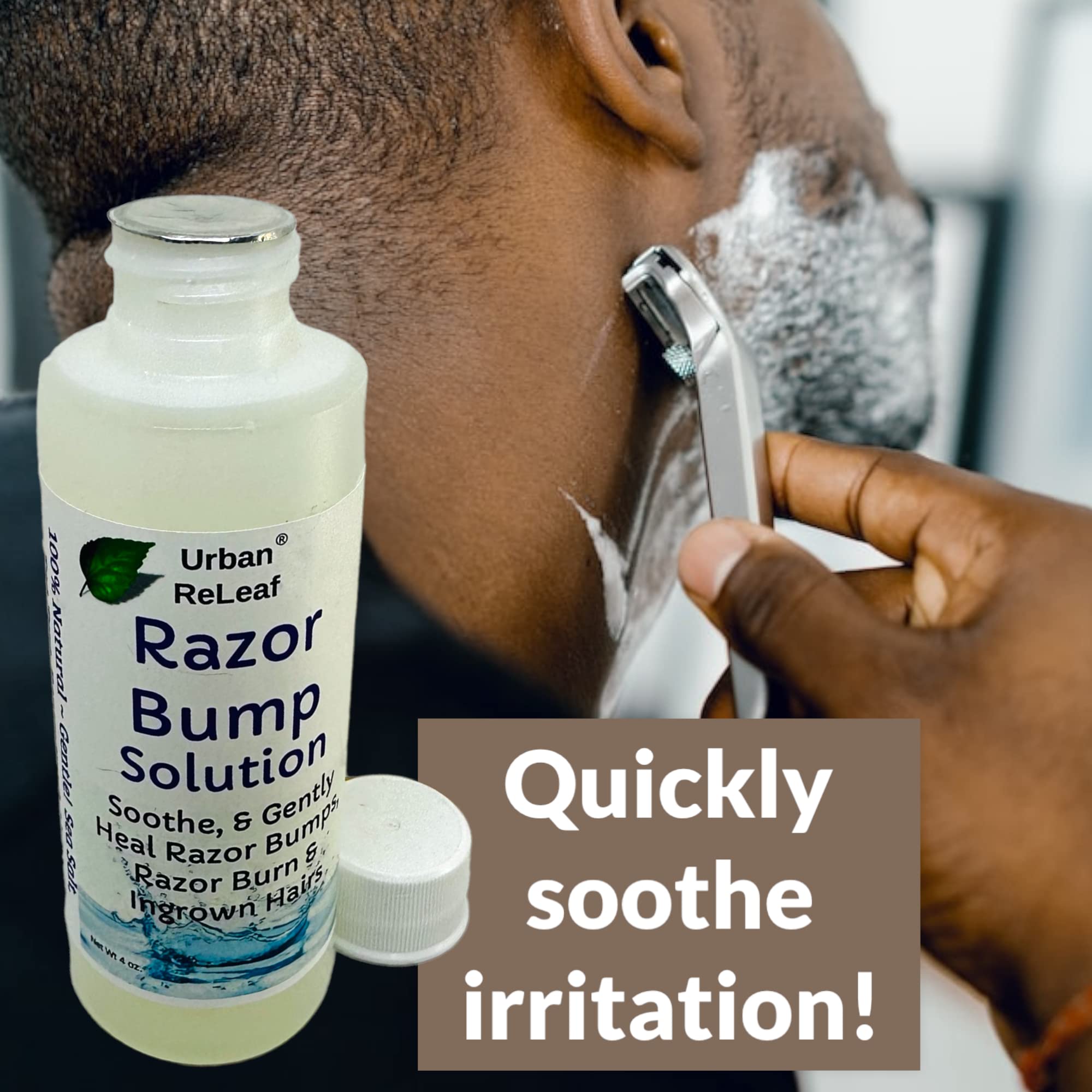 Urban ReLeaf Razor Bump Solution ! Natural Sea Salt and Tea Tree. Soothe & Gently Calm Shaving Bumps, Burns & Ingrown Hairs. Made fresh in USA! Helps Irritation.