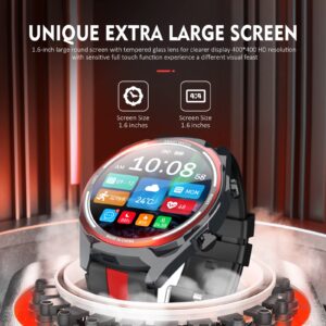 Smart Watch for Men, 1.6-inch Extra Large Screen 60 Days Standby Round Touch IP67 Waterproof Watch with Heart Rate Sleep Monitor Bluetooth Call Message Sports for Android iOS (Red)