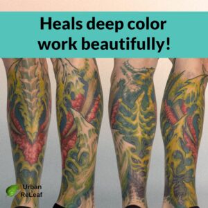 Urban ReLeaf Tattoo Solution ! Natural Sea Salt Aftercare. Safely Clean New Tattoos. Help Skin & Ink Heal Smoothly. Made Fresh in USA. 100% Natural. Reduce ink loss.