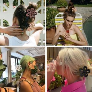 Flower Hair Claw Clip for Women Girls - Cute Matte Flower Non Slip Big Hair Clips for Thick Hair - Strong Hold