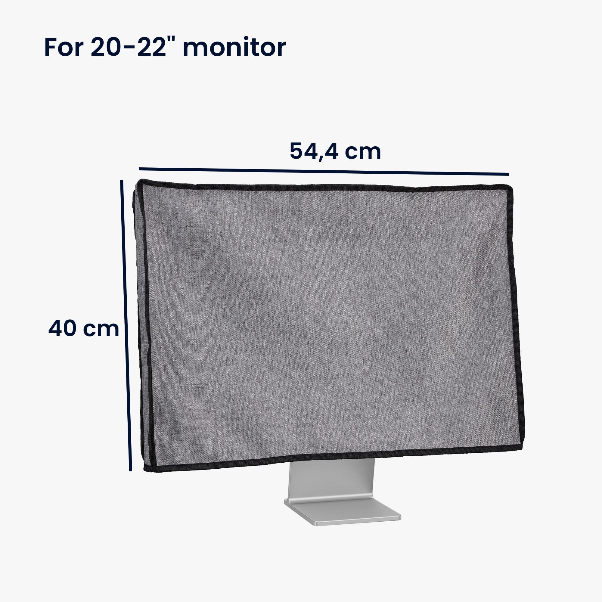 kwmobile Dust Cover for 20-22" Monitor - Linen Monitor Display Protector - Protect Your Computer Screen - Dark Grey