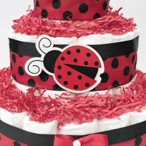 Diaper Cake - Ladybug Style - Neutral - Baby Shower - Centerpiece -3 Tier Cake - Gift