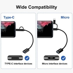 AIYEEN USB-C/Micro to USB Adapter, 2-in-1 USB 3.0, OTG Adapter Cable, Compatible with MacBook Pro, Android, Google, Samsung, and More, Black