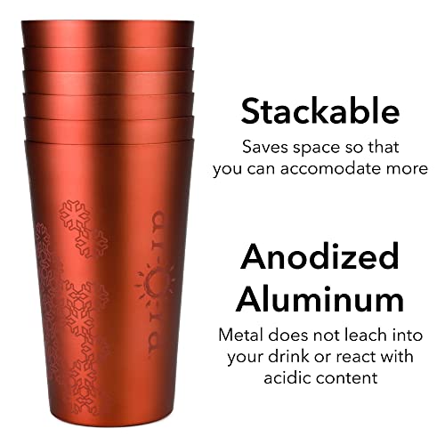 Arora Aluminum Cups for Drinks, Metal Color-Changing Red Tumbler, Aluminum 30oz Cup, Set of 6