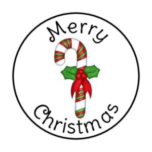 48 pcs merry christmas candy cane​​ stickers envelope seals labels round tags, stamps sticker for gift cards, envelopes, boxes for holiday, birthday, christmas