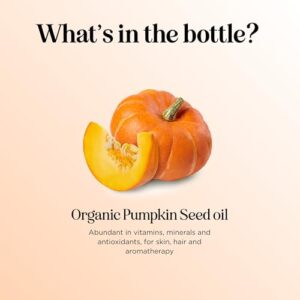 USDA Organic Pumpkin Seed Oil - 100% Pure Pumpkin Seed Oil for Hair Growth Dry Skin and Anti Aging Face Oil - Organic Hair Oil for Dry Damaged Hair and Growth - Virgin Cold Pressed & Unrefined (4oz)