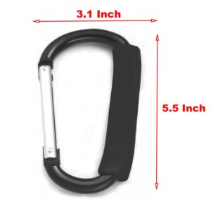 Yutoner Stroller Hook by Baby, Carabiner Stroller Hook Organizer for Hanging Purses, Diaper Bag, Shopping Bags. Clip Fits Single/Twin Travel Systems, Car Seats and Joggers (Black)