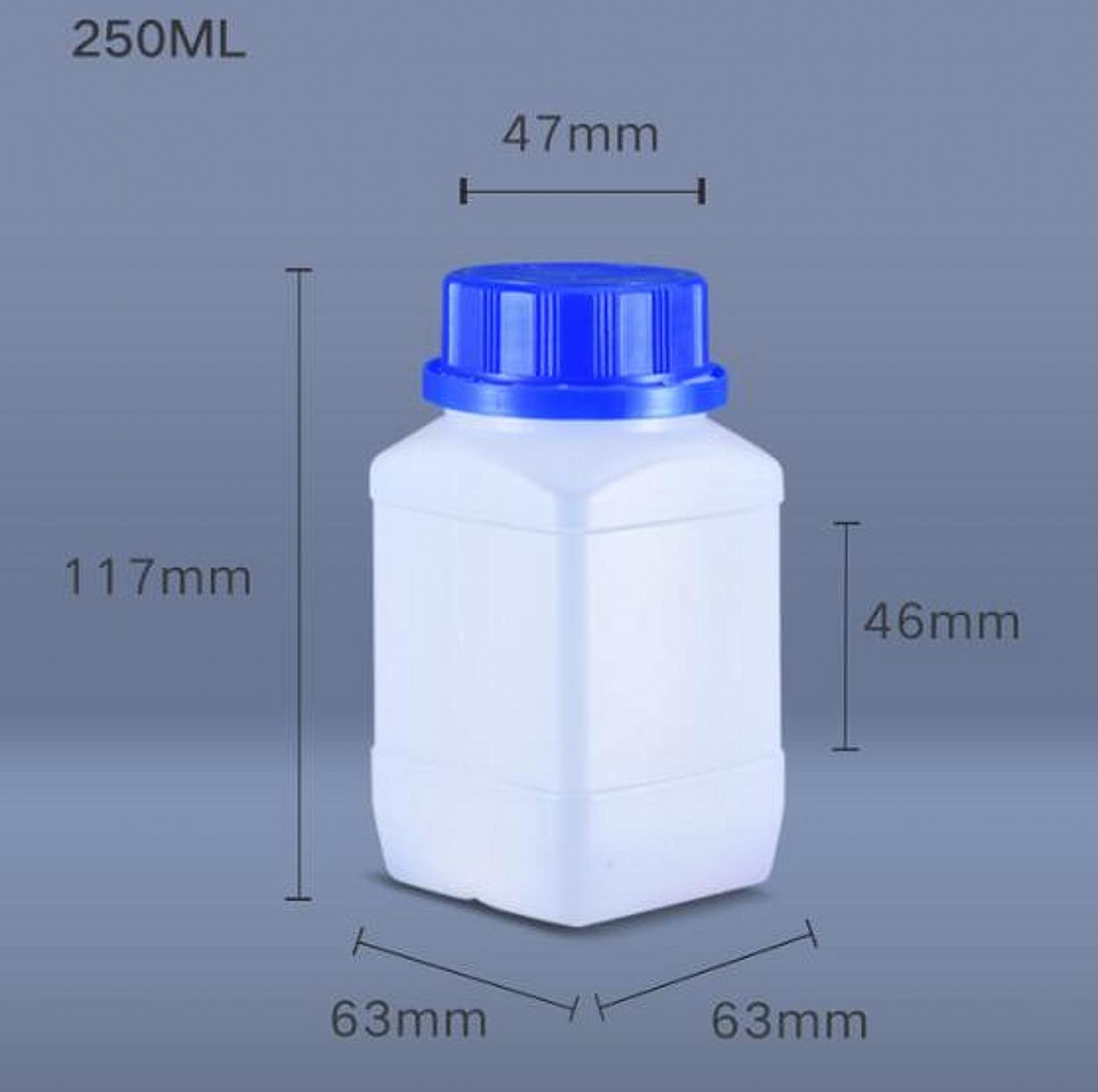 WellieSTR 5pcs Plastic Lab Chemical Reagent Bottles, 250ml/8.5oz Wide Mouth Liquid/Solid Square Sample Storage Container Sealing Bottles with Anti-Theft Cap - Translucent