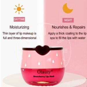 Bee Lip Balm Honey Pot, 2 PCS Strawberry & Honey Lip Masks Hydrating Prevention Dry and Cracked Lip Scrubs Exfoliator,Lip Sleep Mask Reduces Lip Lines,Lip Exfoliating BeeLip Balm Sleeping Lip Mask