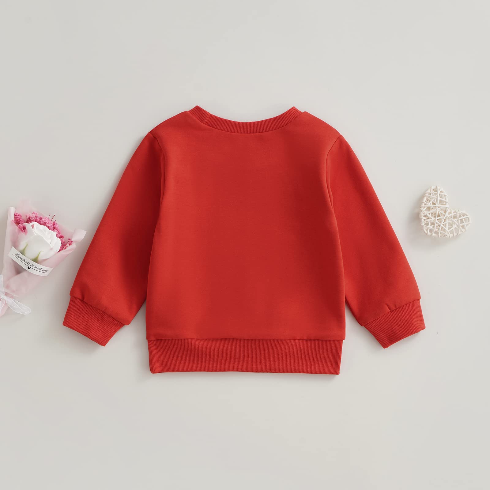 Infant Baby Girl Boy Valentine 's Day Outfit Long Sleeve Crewneck Sweatshirt Pullover Tops Shirts Fall Winter Clothes (V-Red, 6-12 Months)