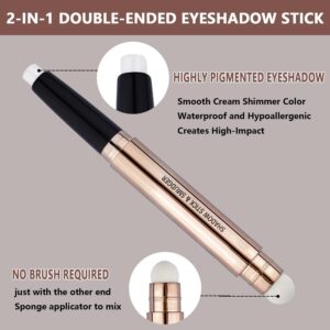 OVIQERKI 18 color eyeshadows stick shimmer,Highlighter waterproof eyeshadow pen,Colour pop eye makeup (Pearl White #01)