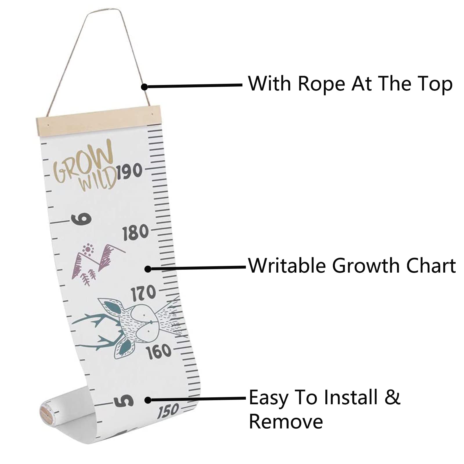 Watris Veiyi Height Measure Chart, Growth Height Chart, Measuring Height Chart, Cute Portable Writable Wall Sticker Height Measure Meaningful Memories Removable Roll Up Measure Wall Chart 7.9x8.3in(A)