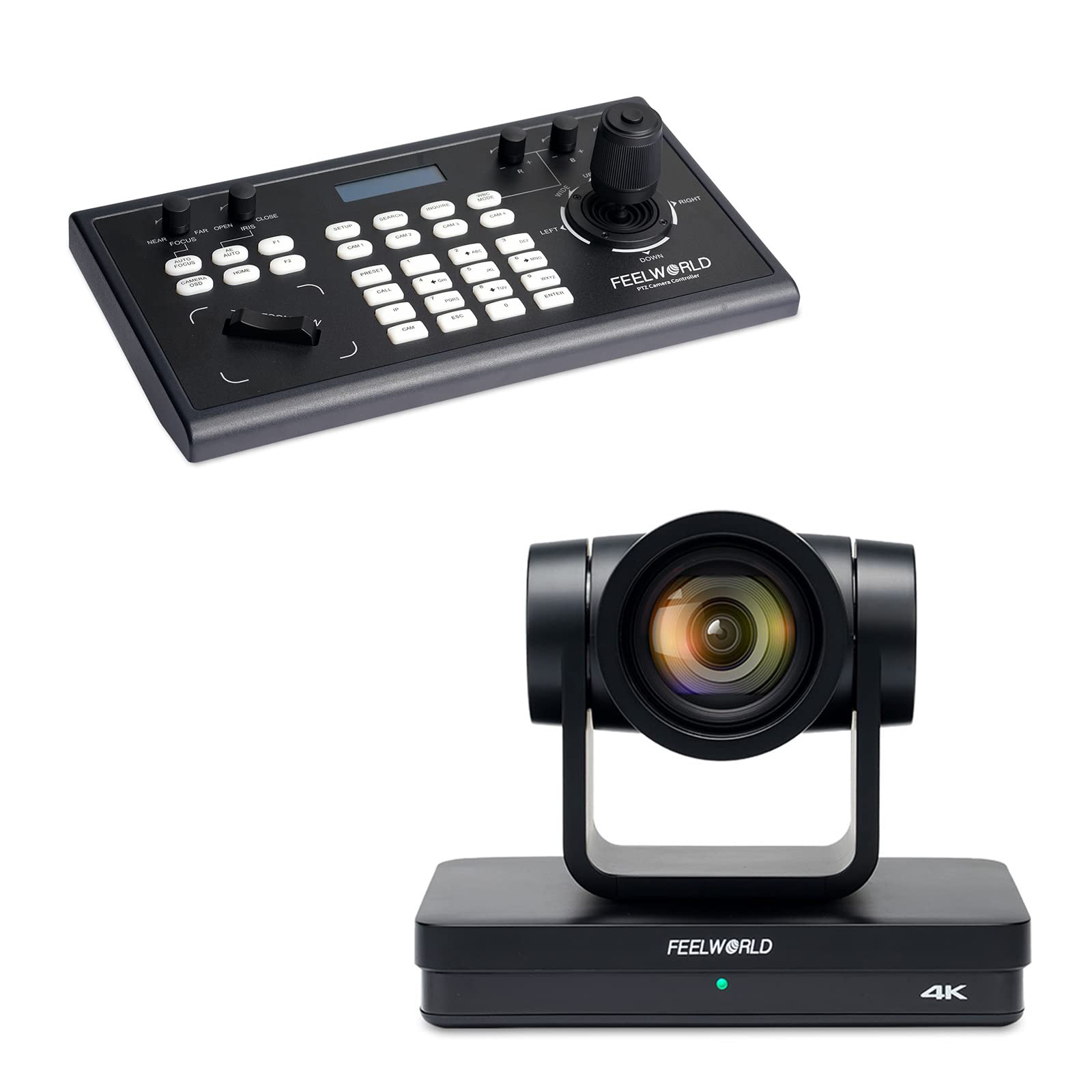 FEELWORLD KBC10 PTZ Controller and UHD4K12X PTZ Camera Bundle