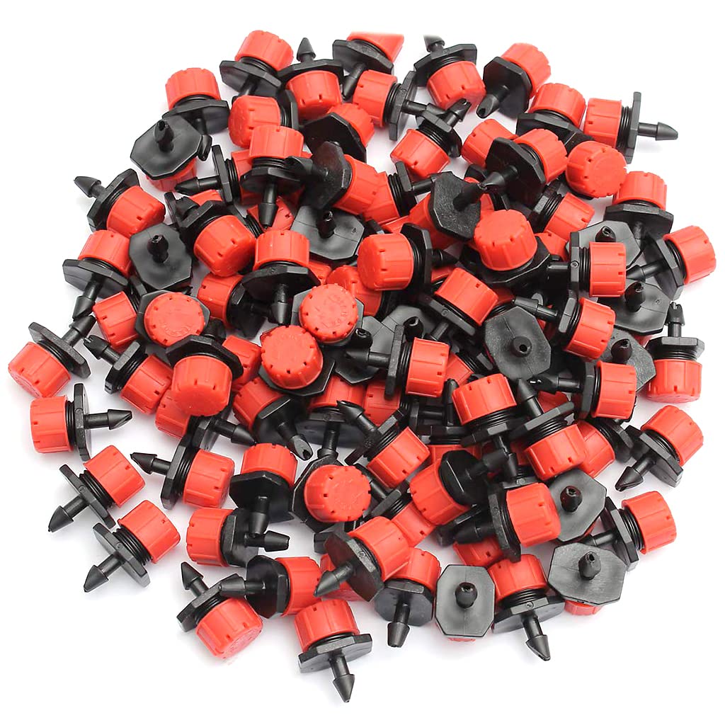 50 PCS Adjustable Irrigation drip emitter, Miniature drip Sprinkler 1/4 inch for Watering Systems in Gardens, lawns, Flower beds, etc