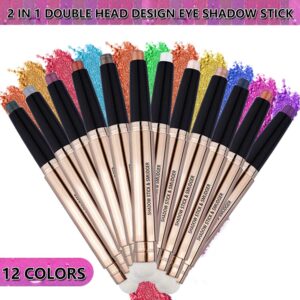 OVIQERKI 18 color eyeshadows stick shimmer,Highlighter waterproof eyeshadow pen,Colour pop eye makeup (Pearl White #01)