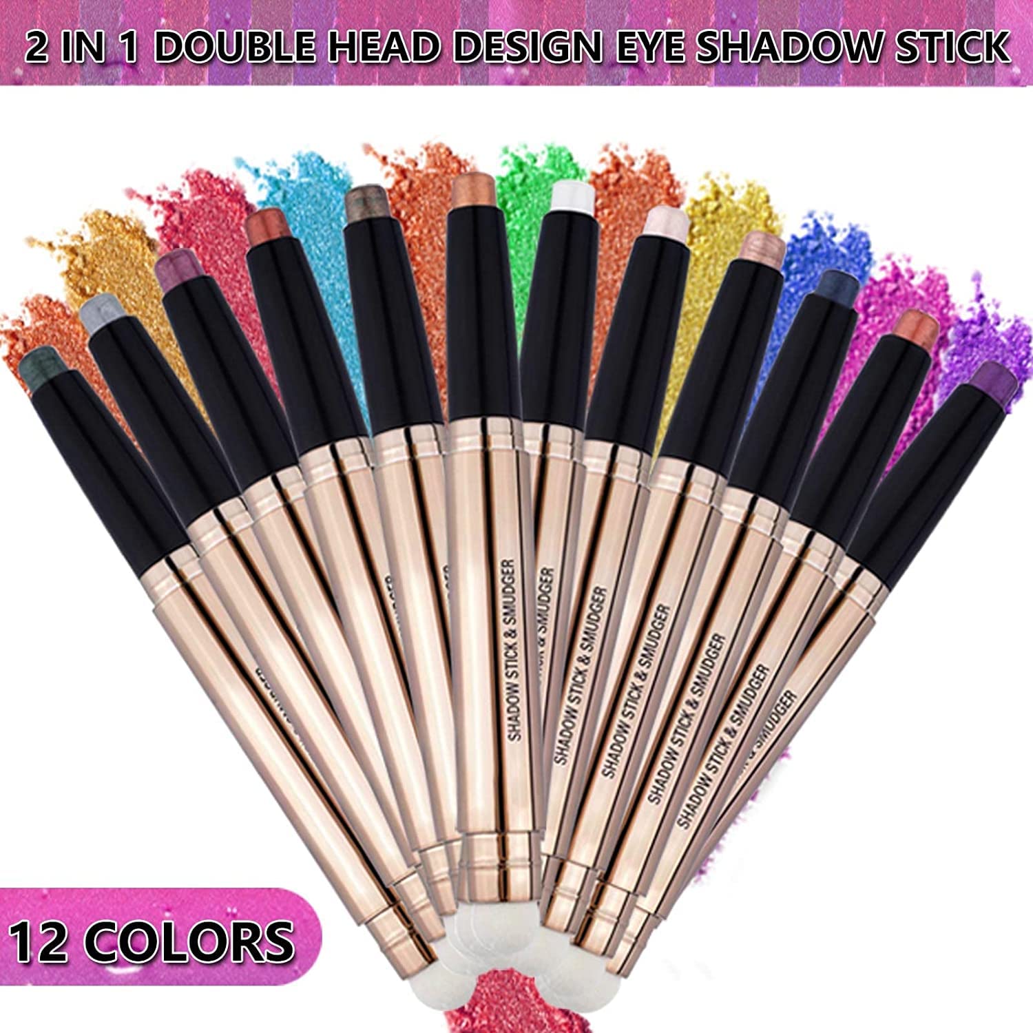 OVIQERKI 18 color eyeshadows stick shimmer,Highlighter waterproof eyeshadow pen,Colour pop eye makeup (Brown shimmer # 07)