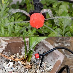 50 PCS Adjustable Irrigation drip emitter, Miniature drip Sprinkler 1/4 inch for Watering Systems in Gardens, lawns, Flower beds, etc