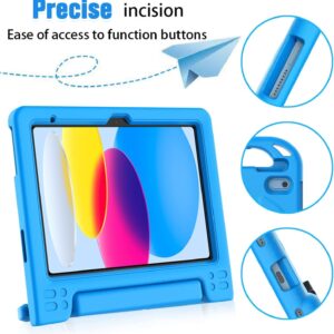 BMOUO Kids Case for iPad 10th Generation 10.9 inch 2022 - with Built in Screen Protector, Shockproof Light Weight Covertible Handle Stand Pad 10th Generation Case for Kids Toddlers, Blue