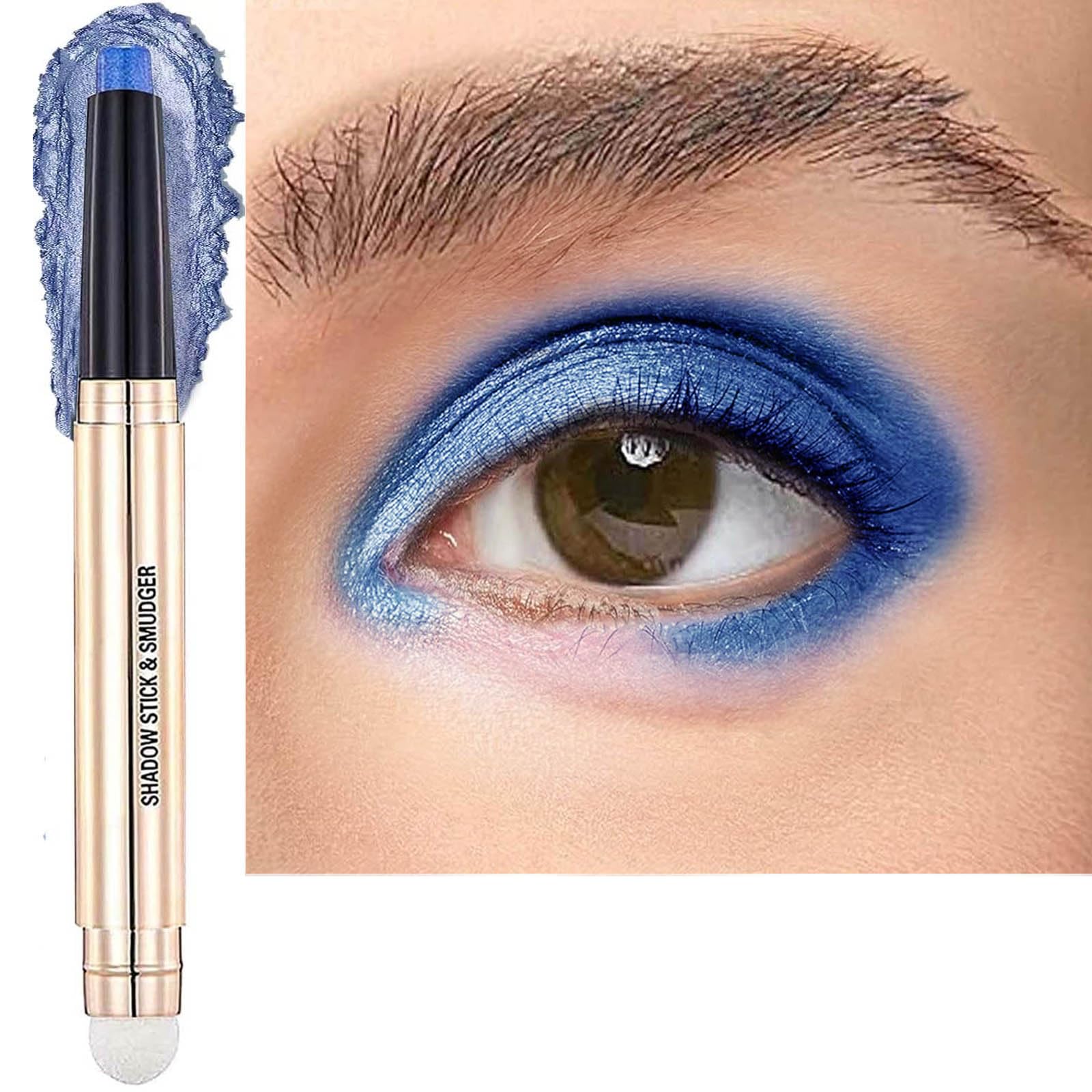 Metiplou Blue Eyeshadow Stick Eyeliner pencil Makeup Cream Shimmer Smooth Eye shadow Pencil Hypoallergenic Waterproof Long Lasting Dark Light Navy Single palette Pencil Eye shadow Pen (16#)