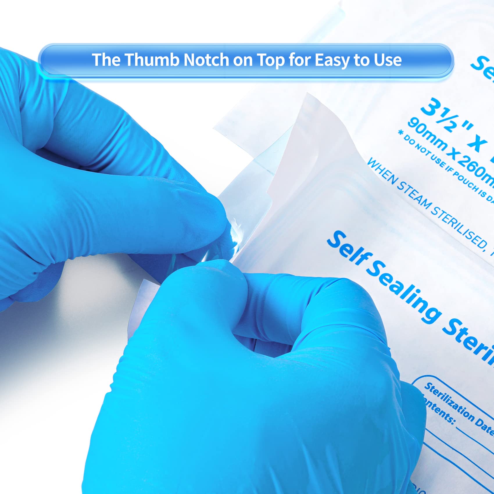 Annhua 3.5 X 6.5 Self Sterilization Pouches for Dental Offices, 100 Pcs Self Seal Sterilizer Bags Pouch - Blue