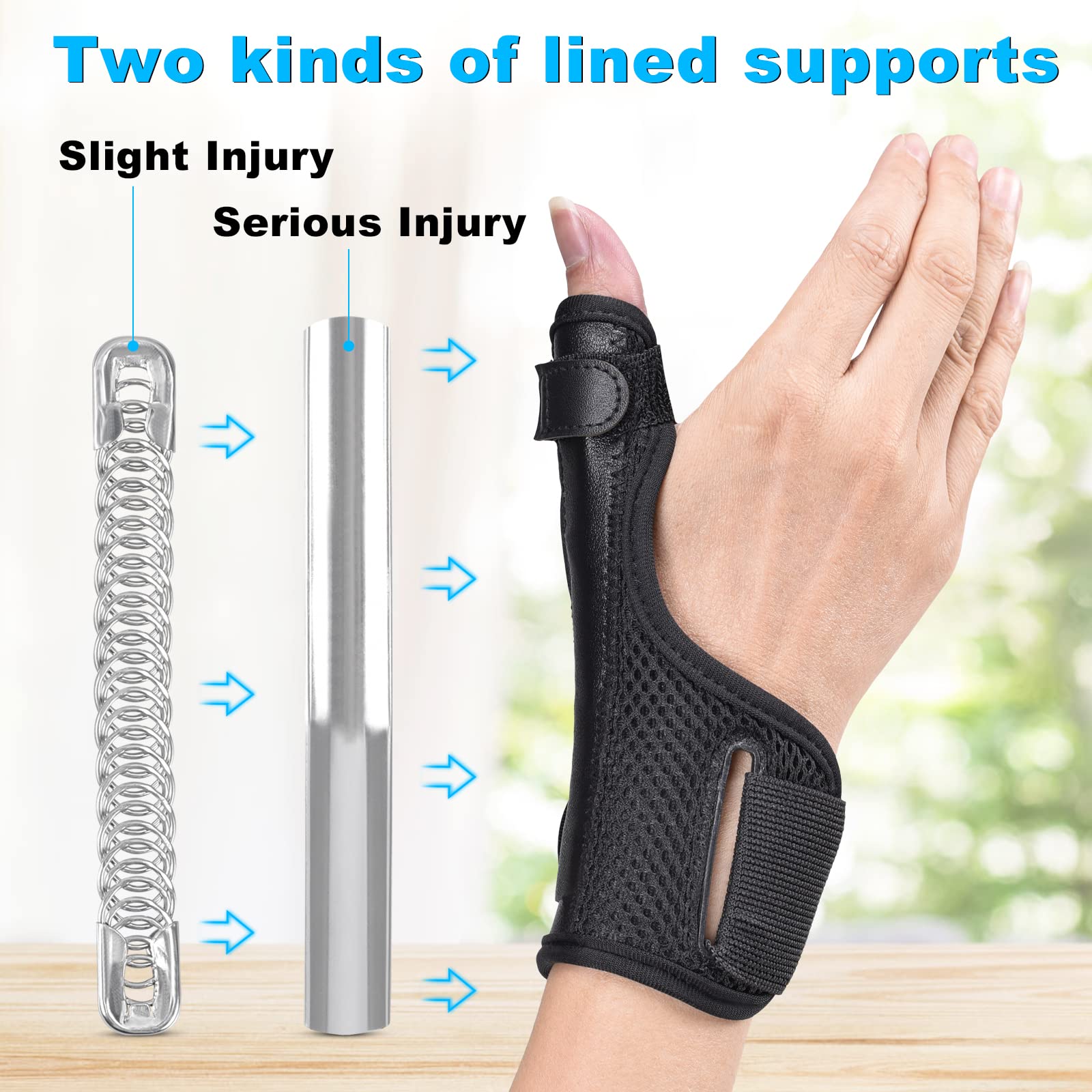 PKSTONE Thumb Brace,Thumb Spica Splint, Adjustable Breathable Wrist Splint/Hand Brace for Right and Left Hand, Pain Relief, Thumb & Wrist Support for Carpal Tunnel, Arthritis, Tendonitis, Sprains