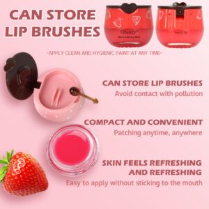 Bee Lip Balm Honey Pot, 2 PCS Strawberry & Honey Lip Masks Hydrating Prevention Dry and Cracked Lip Scrubs Exfoliator,Lip Sleep Mask Reduces Lip Lines,Lip Exfoliating BeeLip Balm Sleeping Lip Mask