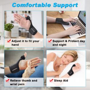 PKSTONE Thumb Brace,Thumb Spica Splint, Adjustable Breathable Wrist Splint/Hand Brace for Right and Left Hand, Pain Relief, Thumb & Wrist Support for Carpal Tunnel, Arthritis, Tendonitis, Sprains