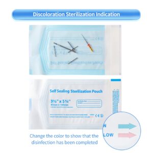 Annhua 3.5 X 6.5 Self Sterilization Pouches for Dental Offices, 100 Pcs Self Seal Sterilizer Bags Pouch - Blue