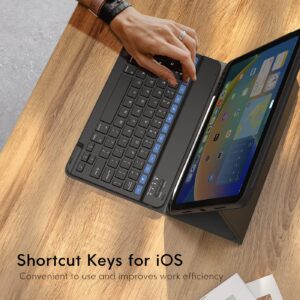 CHESONA Keyboard Case for iPad 10th Generation 10.9-inch 2022, Detachable Bluetooth Keyboard, Stand Folio Keyboard Cover with Pencil Holder, Rechargeable Keyboard for iPad 10th Gen 2022 (Black)