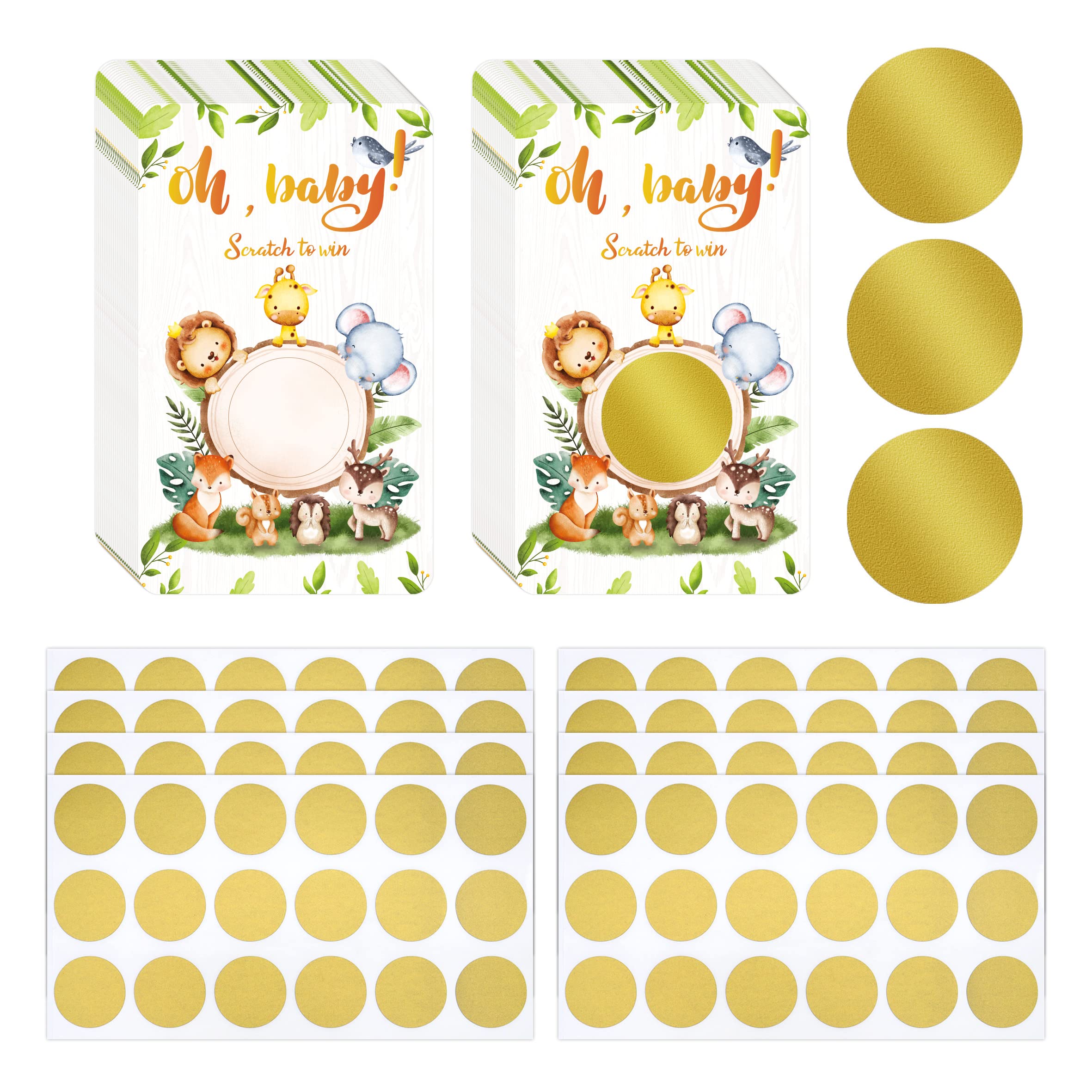 INKNOTE 120 PCS Scratch to Win Scratch Cards for Greenery Baby Shower Scratch Off Game, Baby Shower Activity and Idea, Fun and Easy to Play