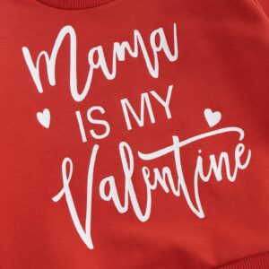 Infant Baby Girl Boy Valentine 's Day Outfit Long Sleeve Crewneck Sweatshirt Pullover Tops Shirts Fall Winter Clothes (V-Red, 6-12 Months)