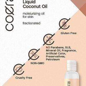 Horbäach Fractionated Coconut Oil | 4 fl oz | Liquid Moisturizing Oil for Skin | Free of Parabens, SLS & Fragrances | Coera