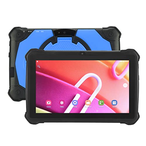 PUSOKEI 7in Kids Tablet,2.4G/5G Dual Band,RAM 4GB ROM 32GB,Front 5MP Rear 8MP,1960x1080 HD Octa Cores Processor,5000mAh Tablet for Android10,BT5.0,GPS,US Plug(Blue)