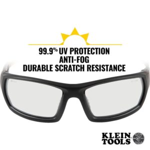 Klein Tools 60537 Safety Glasses, Professional PPE Protective Eyewear with Full Frame, Scratch Resistant and Anti-Fog, Indoor/Outdoor Lens