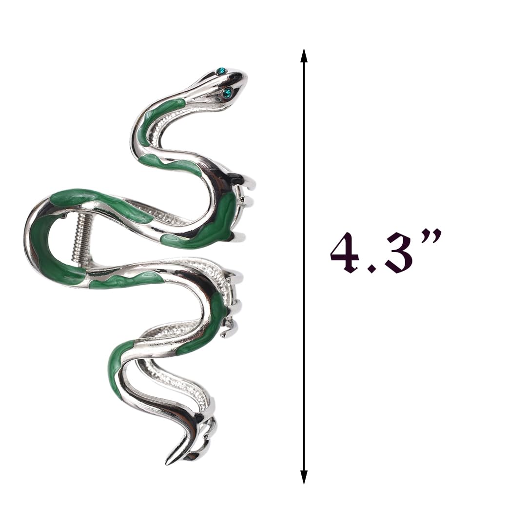 Fashionable Green Snake Design Metal Hair Claws Non Slip 4.3" Big Hair Claws Clips Halloween Gothic Women Girls Hair Accessories