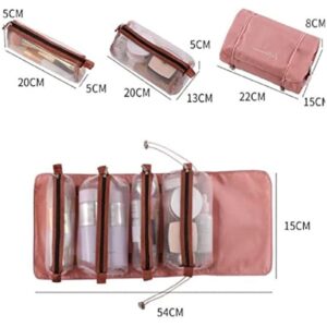 InfantLY Bright Women Cosmetic Bag Travel Organizer Foldable Hanging Nylon Wash Bag Portable Makeup Bag Multifunctional Toiletry Pouch