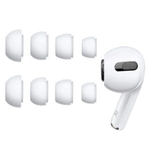 acediar replacement ear tips compatible with airpods pro1/2 [4 pairs], silicon earbuds tips with noise reduction hole, fit in the charging case (sizes xs/s/m/l, white)