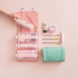 InfantLY Bright Women Cosmetic Bag Travel Organizer Foldable Hanging Nylon Wash Bag Portable Makeup Bag Multifunctional Toiletry Pouch