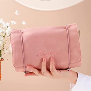 InfantLY Bright Women Cosmetic Bag Travel Organizer Foldable Hanging Nylon Wash Bag Portable Makeup Bag Multifunctional Toiletry Pouch